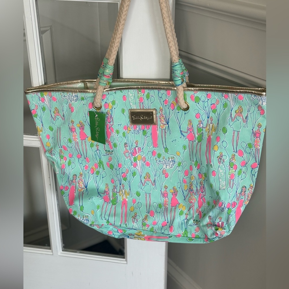 NWT Lilly Pulitzer Tote Shoreline Party in sandbar blue